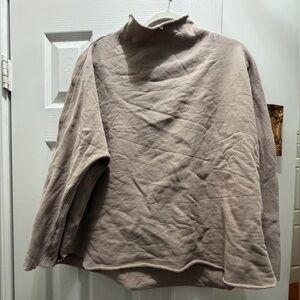 Frank & Eileen Effie Long Sleeve Funnel Capelet Soft Tan L Large Triple Fleece